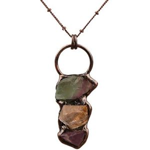Spiritual Buddha Head Pendant Necklace For Women Bronze Antique Natural Stones Meditation Necklace Jewelry Gift (Color : Style 2 Mix Stone)
