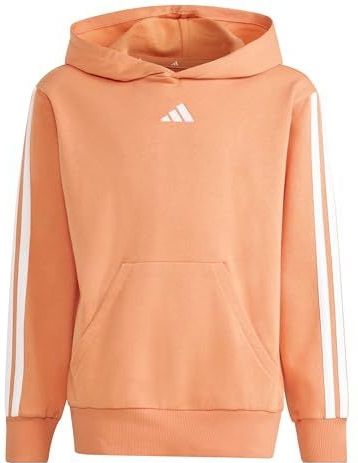 adidas Unisex niños ESSENTIALS 3 STRIPES HOODIE, Dusky Orange/white, 13-14 Years