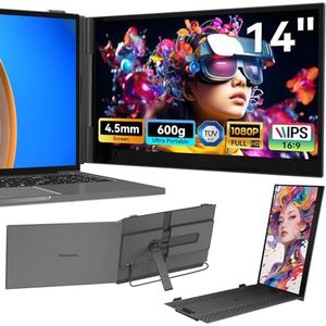 Blackview Laptopschermuitbreiding (600g, 4,5mm), 14-inch FHD IPS Eye Care Draagbare Monitor voor Laptop, Dubbel Scherm voor 13""- tot 17.3"" Laptops, Plug-and-Play, Geschikt Voor Mac/Windows/Android
