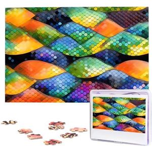 Regenboog visschubbenpuzzels 1000 stuks gepersonaliseerde legpuzzels voor volwassenen gepersonaliseerde foto met opbergtas puzzel houten foto puzzel voor familie woondecoratie (74,9 cm x 50 cm)