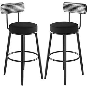 GZDZ Barstoelen Stoelen Barkrukken, Moderne Fluwelen Barkrukken Set van 2 Barstoelen voor Eiland Bar Eetkamer en Keuken Zithoogte 65/75cm (Zwart, Zithoogte 65cm)