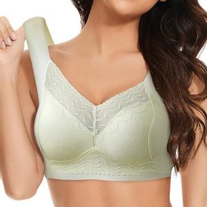 OwkHome Push-up Comfortbeha For Dames - Volledige Dekking Zonder Beugel, Naadloze Bralette Met Ondersteuning, Geschulpte V-hals, Dagelijkse Beha(H7-army Green,2X-Large)