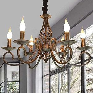 Rustieke Franse Klassieke Kroonluchter Antiek Brons Hanglamp Industriële Landhuisstijl Kroonluchter Retro Metalen Hanglamp Kaars Plafondlamp E14 Hanglamp Voor Woonkamer Eetkamer Slaapkamer,6 flammes