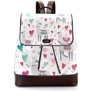 Gepersonaliseerde casual dagrugzak tas voor tiener Alpaca witte schooltassen boekentassen, Meerkleurig, 27x12.3x32cm, Rugzak Rugzakken