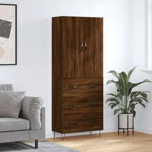 AJJHUUKI Kasten & Berging Highboard Bruin Eiken 69,5x34x180 cm Engineered Houten Meubels