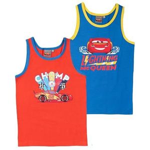 Disney Cars Lightning McQueen onderhemd voor jongens, kinderen, tank top, hemdje, ondergoed, rood/blauw (2 stuks), Meerkleurig, 110-116