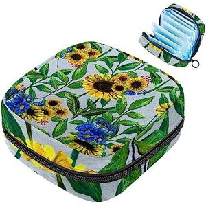 MUOOUM Zonnebloemen en Wildflowers Maandverband Opbergtas Draagbare Menstruatie Tas Voor Vrouwen Tiener Meisjes Menstruatie Cup Pouch Nursing Pad Houder