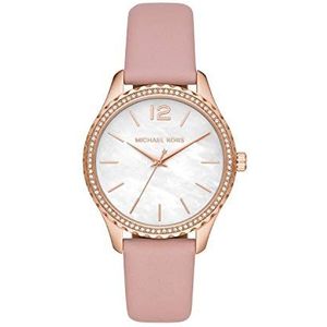 Michael Kors Women's Layton Stainless Steel Quartz Watch with Leather Strap, Pink, 18 (Model: MK2909)