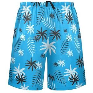 LI ZHI XIN Herenpyjamabroek, korte pyjamabroek, zomer casual short, elastische taille met trekkoord, rechte losse pasvorm met 2 zakken, S-XXL tropische plantenbladeren patronen, Meerkleurig, M