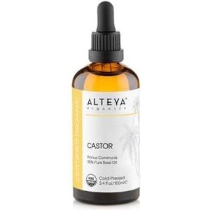 Alteya Organic Castor Oil 100ml - 100% USDA Certified Organic Pure Natural Cold Pressed Carrier Oil - Body, Hair, Lashes, Eyebrows - Nourish, Enhance Hair Growth - Premium Therapeutic Grade Treatment