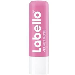 Labello Velvet Rose lippenbalsem (4,8 g), lippenverzorging met subtiele rozengeur voor rozig stralende lippen, verzorgende lippenbalsem zonder minerale oliën