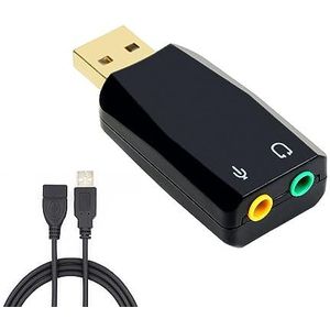 Kinetxiaxia USB 3,5 mm stereo jack audio-adapter, USB naar AUX-kabel, computerapparaten ingebouwde chip voor Windows Mac Linux PC Laptops Desktops PS4 PS5 zwarte hoofdtelefoon