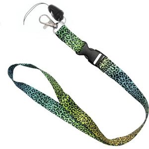 Fako Bijoux® - Keycord Print - Lanyard - Sleutelkoord - Badgehouder - 51cm - 20mm - Luipaard Regenboog