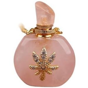 Natural Roses Amethyst Crystal Perfume Essential Pendant For Women Turquoises Lapis Healing Necklace Jewelry (Color : Rose Quartz)