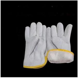 Tweelaagse lashandschoenen van schapenvacht Slijtvast Anti-verbranding Zacht lassen Lasserbescherming Arbeidsverzekering(White Velvet)