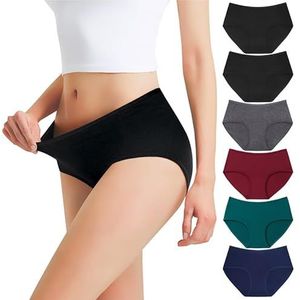Falechay 6 Pack Onderbroek Dames Ondergoed Slips Katoen Medium Taille Veelkleurig-2 S