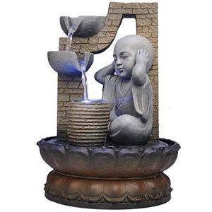 Desktop Fontein Zen Indoor Table-Top Water Fountain Small Tranquil Buddha LED Water Fountain 10,8"" High for tabel Desk Home Office Bedroom Tafelfontein(Color:A)