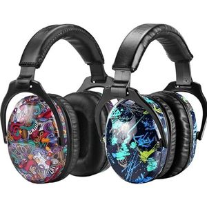 ZOHAN 030 Gehoorbescherming voor kinderen, verpakking van 2 stuks, hoofdtelefoon voor kinderen, verstelbare oorbeschermers voor kinderen, voor concert, graffiti+symbolische muziek
