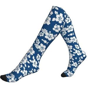 ASFgda Compressie Hawaii bloemenprint sokken voor dames en heren, 15-20 mmhg (1 paar) beste ondersteuning voor hardlopen, fietsen, werk en fitness