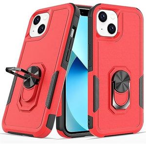 Case Cover, Compatibel met iPhone 13 hoesje, Full Body Heavy Duty schokbestendige metalen ring standaard beschermhoes compatibel met iPhone 13 (Color : Rosso)