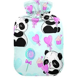 YOUJUNER Warm Water Bottle met Leuke Panda Patroon Cover 1 Liter Grote Warm Water Bag Warm Comfort Hand Voeten Warmer