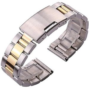 CBLDF Massief Roestvrij Stalen Horlogeband Armband 18 Mm 20 Mm 22 Mm 24 Mm Goud Zilver Zwart Horlogebanden Accessoires (Color : Middle Gold, Size : 20mm)