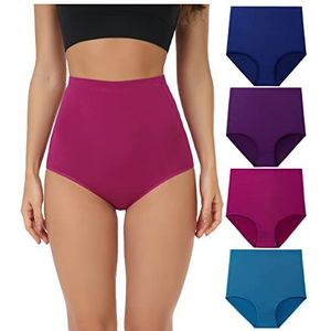 wirarpa Onderbroeken voor dames, katoen, ondergoed, super hoge taille, verpakking van 4 stuks, M