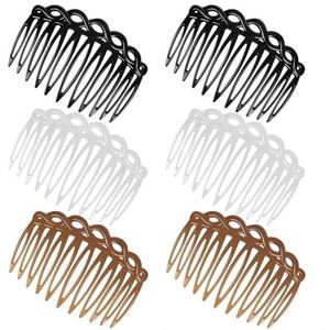 Tingyanyan 6 Stuks Franse Haar Zijkammen, Vrouwen Haar Kam Accessoire Set Plastic Twisted Decoratieve Kammen Haar Clips 4 Kleuren Bruids Bruiloft Sluier Tand Haar Kam