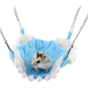 Kleine huisdier kooi hangmat hamster opknoping hangmat klein huisdier dier winter warm opknoping hangmat voor ratten muis cavia chinchilla hamster hangmat (kleur: blauw, maat: 15 x 15 cm)