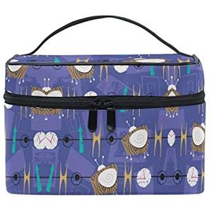 Monster Paars Cartoon Leuke Cosmetische Tas Organizer Rits Make-up Tassen Pouch Toilettas voor Meisje Vrouwen