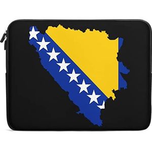 Bosnië Vlag met Kaart Grappige Laptop Sleeve Draagtas Messenger Aktetas Beschermhoes voor 10/12/13/15/17 Inch