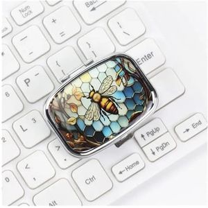 Reiskoffers Mooie gekleurde medicijn Metalen sieradenorganizers Huishoudelijke houder IJzeren kast Kleine pillendoos(Bee)