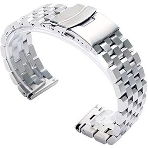 YingYou 22 Mm 20 Mm Zilver, Zwart Roestvrij Staal Massief Schakel Horlogeband Band Vouwsluiting (Color : Black, Size : 22mm)