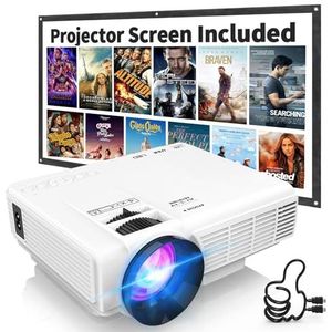 DRJ Professional 7500Lumens Mini Projector with 100Inch Projector Screen, Full HD 1080P 170"" Display Supported, PS4,TV Stick, Smartphone, USB, SD Card Supported, Great for Home Theater Movies