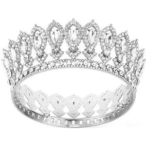 Kroon haarband zendspoel, prinses kroon hoofdband for vrouwen, meisjes, bruiden, bruiloft, prom, verjaardagsfeestje (Color : Silver)