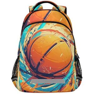 Wzzzsun Leuke Oranje Basketbal Bal Rugzak Boekentas Reizen Dagrugzak School Laptop Tas Voor Tieners Jongen Meisje, Leuke mode, 11.6L X 6.9W X 16.7H inch