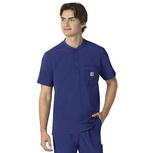 Carhartt Force Cross-Flex Scrubs voor heren, Henley Scrub Top - Galaxy Blauw, L