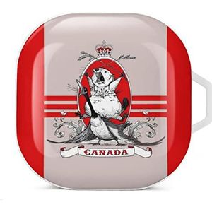 Canadian Beaver Earbuds Case Compatibel met Samsung Hard Shell Beschermhoes Wit-Stijl
