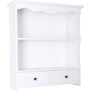 H4L Wandrek, wit, houten plank, vintage, 50,5 cm, wandkast, keukenrek, massief landelijke stijl