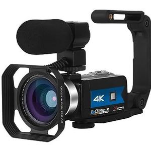 4K Professionele Camera's For Video-opname 56MP Wifi Vlog Camcorder Streaming Webcam IR Nachtzichtstabilisator Heldere Gedetailleerde Beelden(No SD Card,Set-blue)