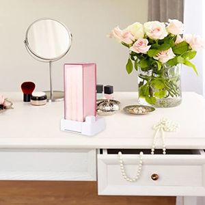 Wattenschijfje Dispenser, Food Grade PC Make-up Katoenen Houder Verouderingsbestendigheid Semi-transparant Automatische Toewijzing Lichtgewicht voor Gebruik (roze)