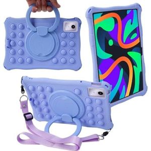 Soft Silicon Cover Geschikt for Lenovo Tab M11 2024 TB-330FU TB-331FC 11 inch Soft Bubble Silicon Case Met schouderharnas(PURPLE)