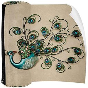 Potlood Case Pen Tas Houder met Rits Coin Organizer Tassen Make-up Cosmetische Pouch voor Vrouwen Tiener Meisjes Jongens Kinderen, Schattige Pauwen Kunst