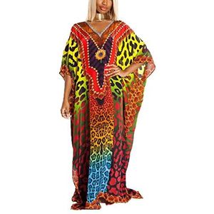 YouKD Etnisch patroon Kaftan Boho Robe V-hals Homewear Plus size jurk voor dames