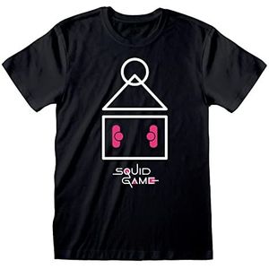 Squid Game, Elimination Doll. T-shirt, zwart, 100% katoen, voor dames en heren, bedrukt met de pop, tv-serie, officieel product (S)