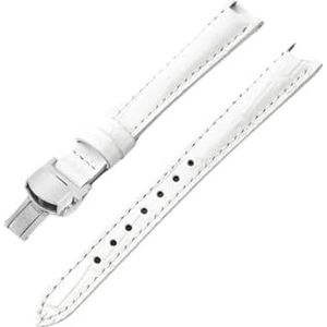 INEOUT Compatibel Met Tissot 1853 Lederen Koeienhuid Waterdichte Horlogebanden Dames T094 Flamenco T094210 Concave Interface-accessoires 12 Mm (Color : White(ZJ)-Steel, Size : 12mm)