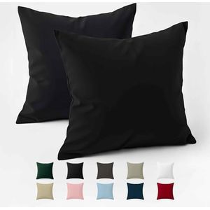 80x80 Versterkte katoenen kussenkussen (set van 2) - Zwart - strak weefsel van 57 schroefdraden/cm² - kussenkussen 80 x 80 cm - OEKO Tex