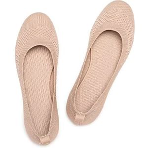 Frank Mully Dames Ballet Flats Slip On Gebreide Jurk Schoenen Pumps Schoenen Ronde Neus, Ecru, 39 EU