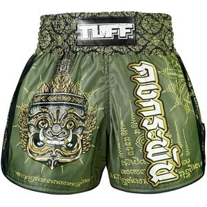 Tuff Sport Muay Thai Boksshorts, retrostijl, klassieke slim cut, MMA, kickboksen, workout-set, Tuf-rms117-grn, M