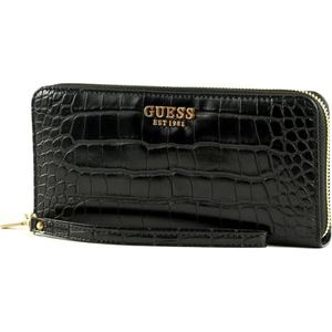 Guess Laurel Kroko Bi-Fold Wallet Wallet voor dames, zwart, Eén maat